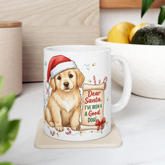 Golden Retriever Puppy in Santa Hat Mug 11 oz