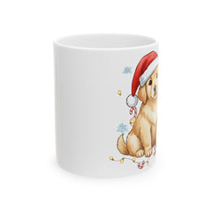 Golden Retriever Puppy in Santa Hat Mug 11 oz
