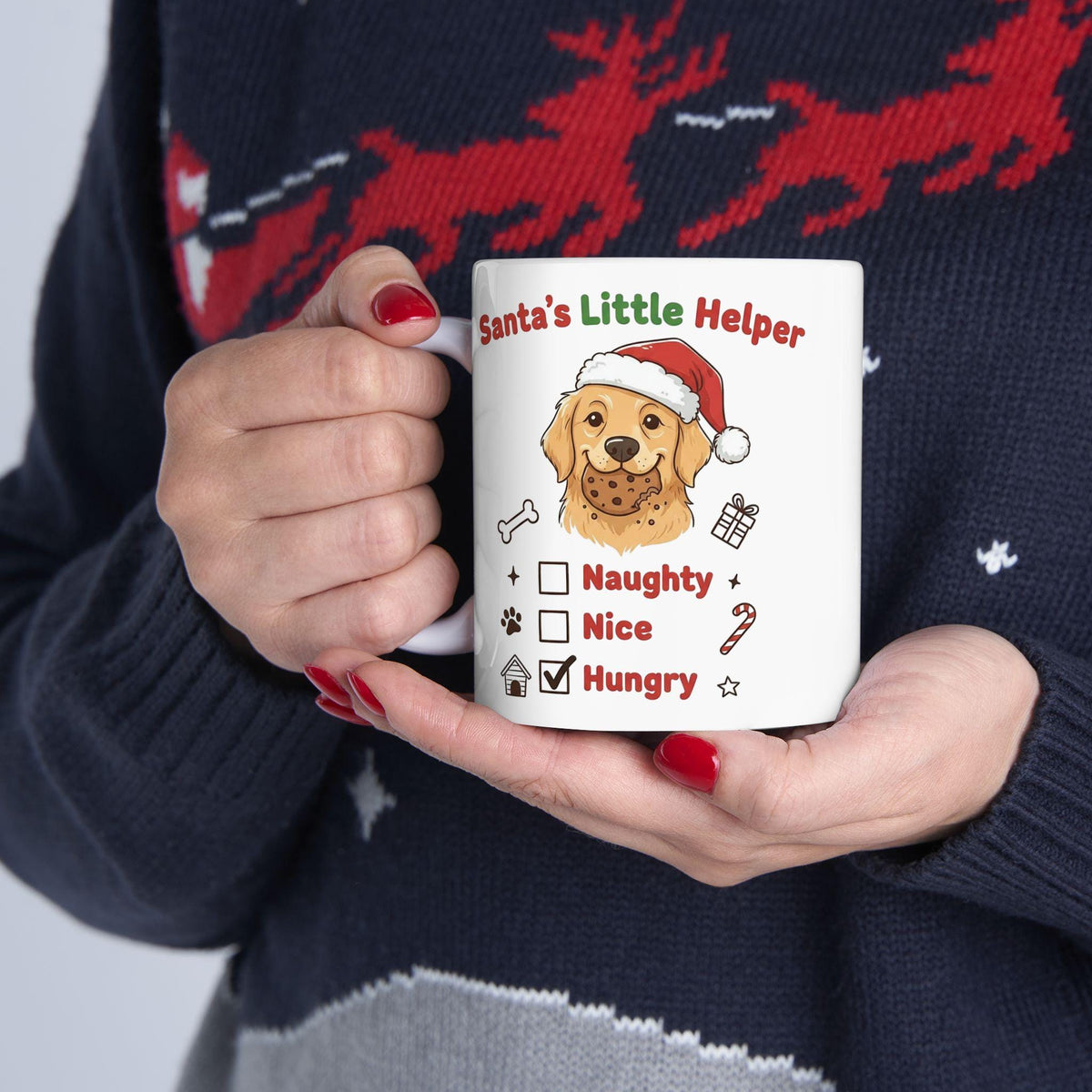 Santa's Little Helper Golden Retriever Mug | Christmas Dog Coffee Cup