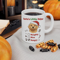 Santa's Little Helper Golden Retriever Mug | Christmas Dog Coffee Cup