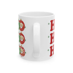 Ho Ho Ho Teddy Wreaths Mug | Christmas Coffee Cup, Gift Friend Mug11 oz