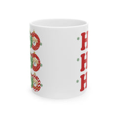 Ho Ho Ho Teddy Wreaths Mug | Christmas Coffee Cup, Gift Friend Mug11 oz