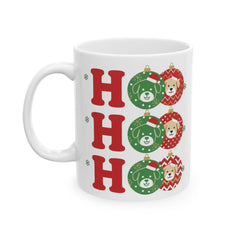 Ho Ho Ho Teddy Wreaths Mug | Christmas Coffee Cup, Gift Friend Mug11 oz