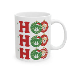 Ho Ho Ho Teddy Wreaths Mug | Christmas Coffee Cup, Gift Friend Mug11 oz