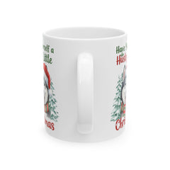 Husky in Santa Hat Christmas Mug | Holiday Dog Coffee Cup, Gift Dog Mug 11 oz