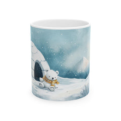 Polar Bear with Igloo Ceramic Mug | Winter Snow Scene 11 oz