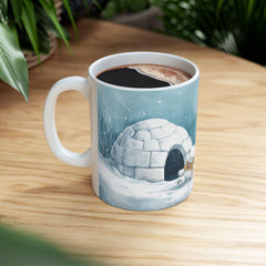 Polar Bear with Igloo Ceramic Mug | Winter Snow Scene 11 oz