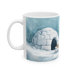 Polar Bear with Igloo Ceramic Mug | Winter Snow Scene 11 oz