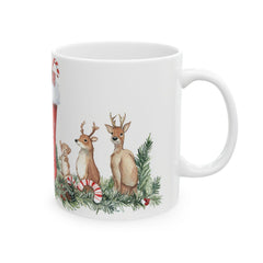 Christmas Stocking with Candy Canes Mug | Holiday Deer & Ornaments 11 oz