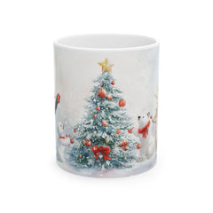Snowy Christmas Tree with Polar Bears Mug | Ceramic Christmas Mug 11 oz