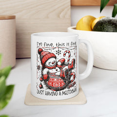 I'm Fine Just Hibernating Bear Mug | Winter Holiday Ceramic Coffee Cup 11 oz