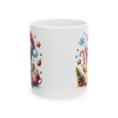 Santa Hat Dog Coffee Mug | Christmas Paw Print Holiday Mug Kids Mug 11 oz