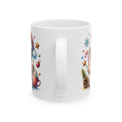 Santa Hat Dog Coffee Mug | Christmas Paw Print Holiday Mug Kids Mug 11 oz