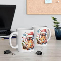 Santa Hat Dog Coffee Mug | Christmas Paw Print Holiday Mug Kids Mug 11 oz