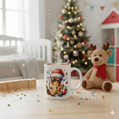 Santa Hat Dog Coffee Mug | Christmas Paw Print Holiday Mug Kids Mug 11 oz
