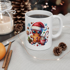 Santa Hot Cocoa Christmas Mug  Holiday Cocoa Candy Cane Gingerbread Kids Mug 11 oz