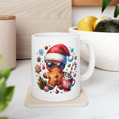 Santa Hot Cocoa Christmas Mug  Holiday Cocoa Candy Cane Gingerbread Kids Mug 11 oz