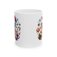 Santa Hot Cocoa Christmas Mug  Holiday Cocoa Candy Cane Gingerbread Kids Mug 11 oz