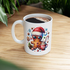 Santa Hot Cocoa Christmas Mug  Holiday Cocoa Candy Cane Gingerbread Kids Mug 11 oz
