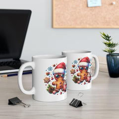 Santa Hot Cocoa Christmas Mug  Holiday Cocoa Candy Cane Gingerbread Kids Mug 11 oz