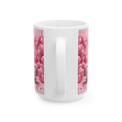 Pink Heart Truck Mug ,Valentine's Day Ceramic Coffee Cup,Valentine Mug, Love Pattern Coffee Cup, Cute Gift for Her