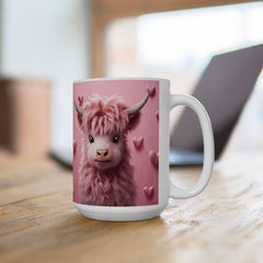 Valentine Mug,Cute Pink Highland Cow Mug, Valentine Cow Coffee Mug, Romantic Animal Mug Gift for Her — 11