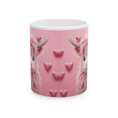 Valentine Mug,Cute Pink Highland Cow Mug, Valentine Cow Coffee Mug, Romantic Animal Mug Gift for Her — 2