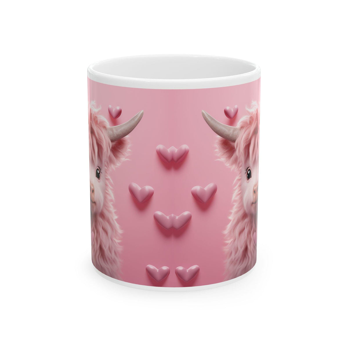 Valentine Mug,Cute Pink Highland Cow Mug, Valentine Cow Coffee Mug, Romantic Animal Mug Gift for Her — 2