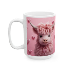 Valentine Mug,Cute Pink Highland Cow Mug, Valentine Cow Coffee Mug, Romantic Animal Mug Gift for Her — 6