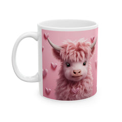 Valentine Mug,Cute Pink Highland Cow Mug, Valentine Cow Coffee Mug, Romantic Animal Mug Gift for Her — 7