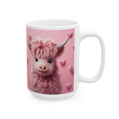 Valentine Mug,Cute Pink Highland Cow Mug, Valentine Cow Coffee Mug, Romantic Animal Mug Gift for Her — 8