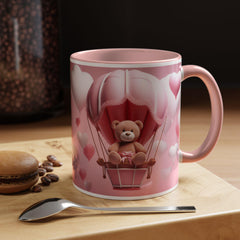 Valentine Mug , Cute Teddy Bear Valentine Mug, Pink Hot Air Balloon Coffee Mug, Romantic Gift for Her 11oz 15oz — 12