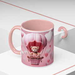 Valentine Mug , Cute Teddy Bear Valentine Mug, Pink Hot Air Balloon Coffee Mug, Romantic Gift for Her 11oz 15oz — 13