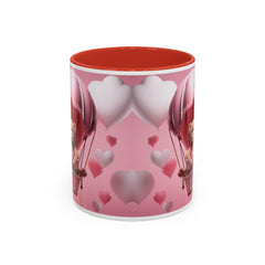 Valentine Mug , Cute Teddy Bear Valentine Mug, Pink Hot Air Balloon Coffee Mug, Romantic Gift for Her 11oz 15oz — 14