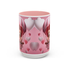 Valentine Mug , Cute Teddy Bear Valentine Mug, Pink Hot Air Balloon Coffee Mug, Romantic Gift for Her 11oz 15oz — 16