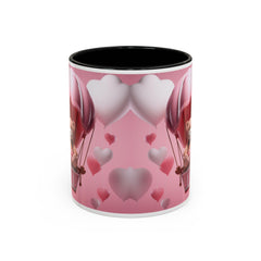 Valentine Mug , Cute Teddy Bear Valentine Mug, Pink Hot Air Balloon Coffee Mug, Romantic Gift for Her 11oz 15oz — 2