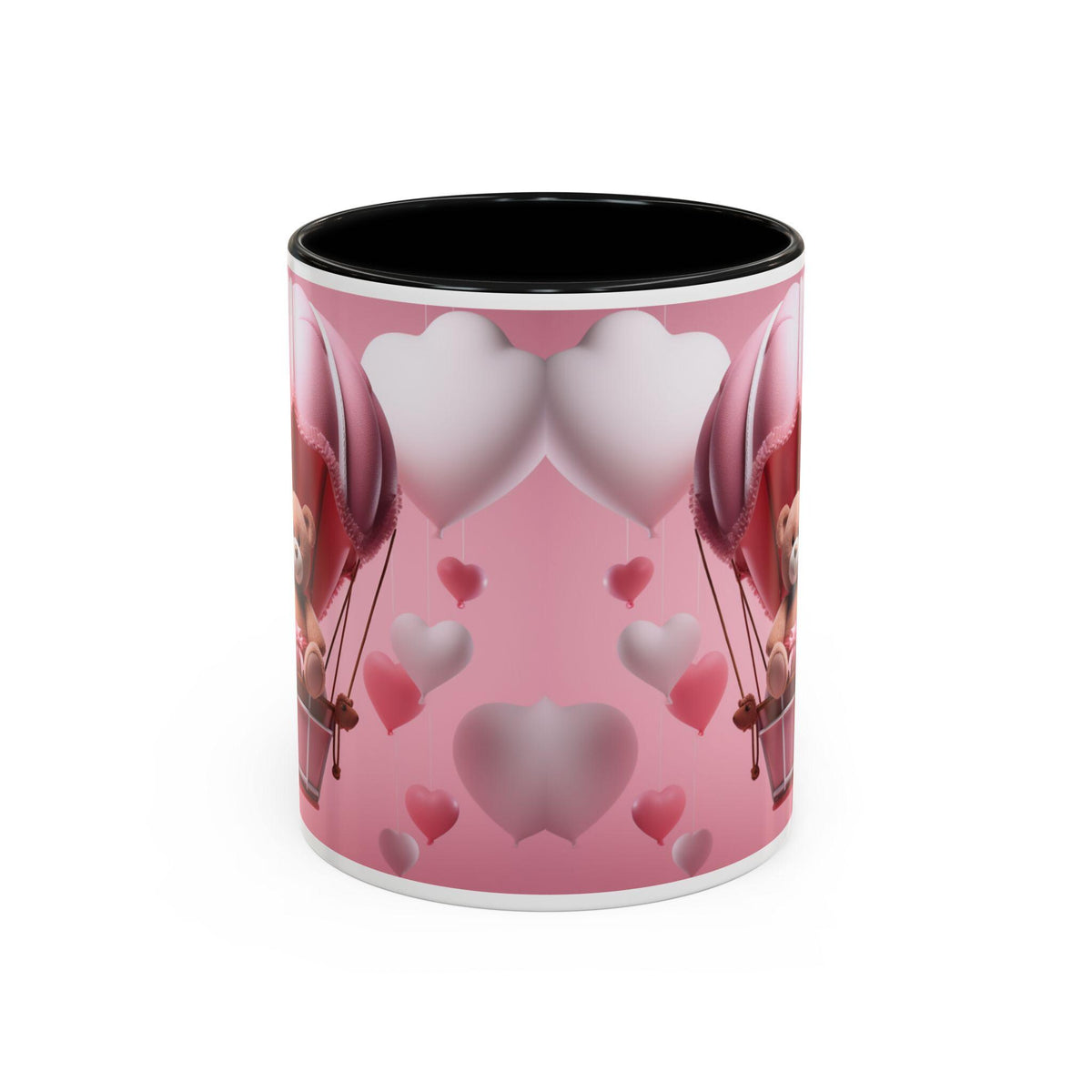 Valentine Mug , Cute Teddy Bear Valentine Mug, Pink Hot Air Balloon Coffee Mug, Romantic Gift for Her 11oz 15oz — 2