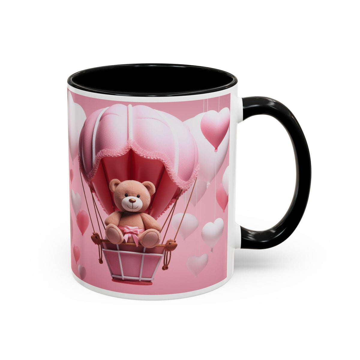 Valentine Mug , Cute Teddy Bear Valentine Mug, Pink Hot Air Balloon Coffee Mug, Romantic Gift for Her 11oz 15oz — 3