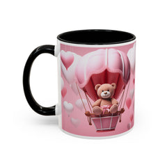 Valentine Mug , Cute Teddy Bear Valentine Mug, Pink Hot Air Balloon Coffee Mug, Romantic Gift for Her 11oz 15oz — 4