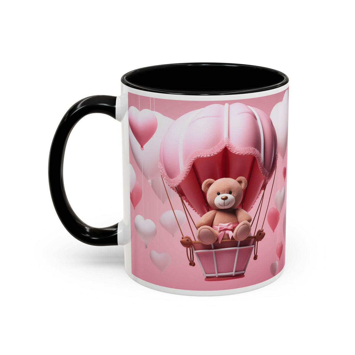 Valentine Mug , Cute Teddy Bear Valentine Mug, Pink Hot Air Balloon Coffee Mug, Romantic Gift for Her 11oz 15oz — 4