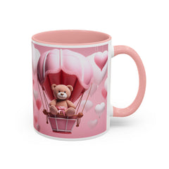 Valentine Mug , Cute Teddy Bear Valentine Mug, Pink Hot Air Balloon Coffee Mug, Romantic Gift for Her 11oz 15oz — 9