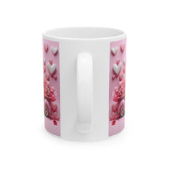 Pink Vintage Truck Mug, Heart Flower Valentine Coffee Mug, Romantic Love Mug 11oz 15oz - image 5