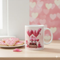 Valentine Gnome Mug, Cute Heart Balloon Coffee Mug, Romantic Love Mug, Gift for her - image 1