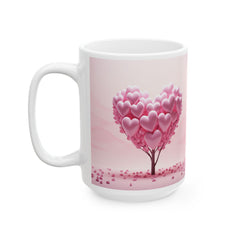 Pink Heart Tree mug, Valentine heart tree ceramic mug,Heart Tree Mug, Valentine Coffee Mug, Romantic Love Mug - image 6