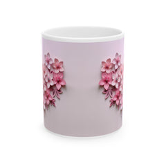 Pink Floral Heart Mug, Romantic Flower Coffee Mug, Valentine Love Mug , Gift for Her - image 2