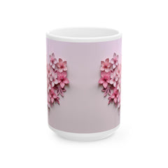 Pink Floral Heart Mug, Romantic Flower Coffee Mug, Valentine Love Mug , Gift for Her - image 3