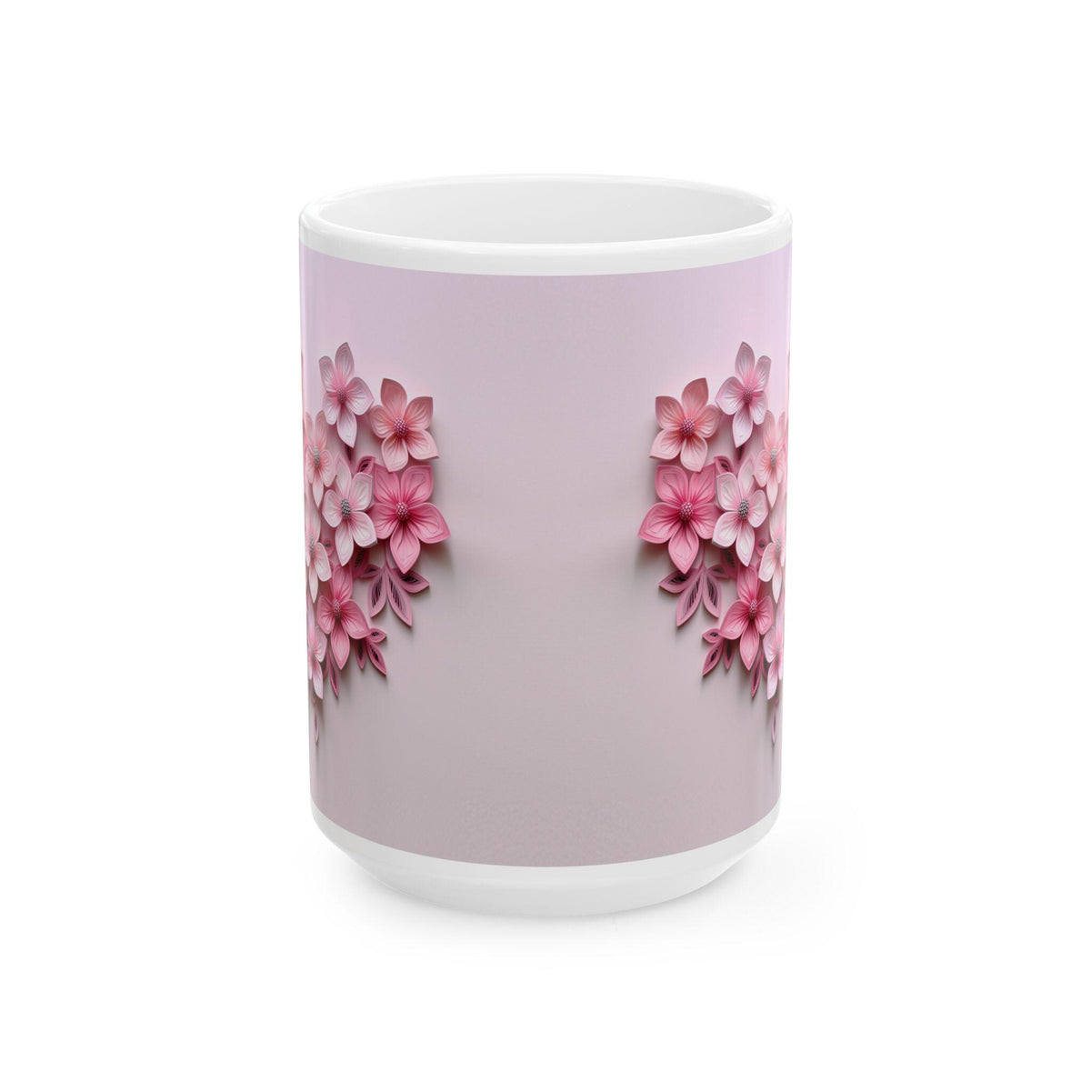 Pink Floral Heart Mug, Romantic Flower Coffee Mug, Valentine Love Mug , Gift for Her - image 3