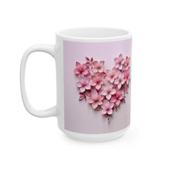 Pink Floral Heart Mug, Romantic Flower Coffee Mug, Valentine Love Mug , Gift for Her - image 6