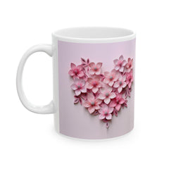 Pink Floral Heart Mug, Romantic Flower Coffee Mug, Valentine Love Mug , Gift for Her - image 7