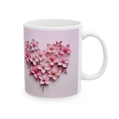 Pink Floral Heart Mug, Romantic Flower Coffee Mug, Valentine Love Mug , Gift for Her - image 9